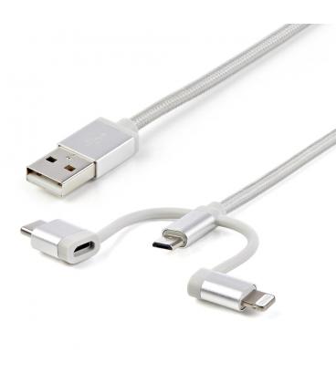 Cable usb tipo a a micro usb - usb tipo c - lightning startech 1m - macho - macho - plata trenzado