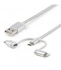 Cable usb tipo a a micro usb - usb tipo c - lightning startech 1m - macho - macho - plata trenzado