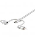Cable usb tipo a a micro usb - usb tipo c - lightning startech 1m - macho - macho - plata trenzado