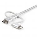 Cable usb tipo a a micro usb - usb tipo c - lightning startech 1m - macho - macho - plata trenzado