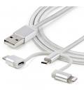 Cable usb tipo a a micro usb - usb tipo c - lightning startech 1m - macho - macho - plata trenzado