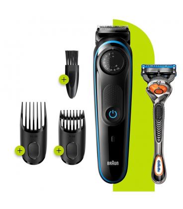 Barbero cortapelos braun bt3240 - uk + gillete fusion 39 ajustes - barba - lavable - control giratorio