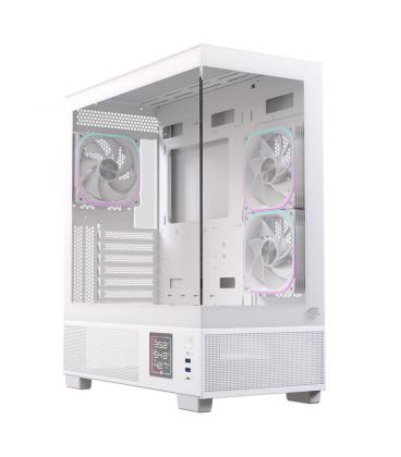 Caja ordenador gaming einarex s501d atx rgb cristal templado blanca