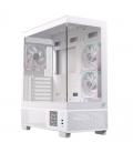 Caja ordenador gaming einarex s501d atx rgb cristal templado blanca