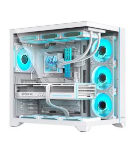 Hiditec H3 PRO Midi Tower Transparente, Blanco
