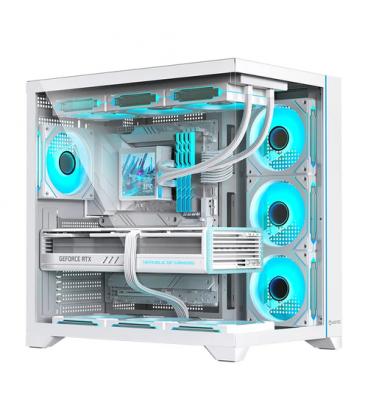 Hiditec H3 PRO Midi Tower Transparente, Blanco