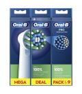 Cabezal de recambio para cepillo oral-b pro cross action/ pack 9 uds
