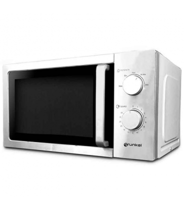 Microondas grunkel mwg-20inox/ 700w/ capacidad 20l/ funcion grill/ plata