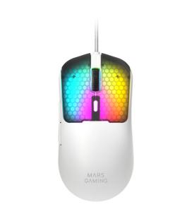 Ratón gaming mars gaming mm-viper/ hasta 12800 dpi/ blanco