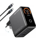 Cargador de pared gan vention tz-fcoh0-eu/ 3xusb tipo-c + cable usb tipo-c/ 1xusb/ 140w