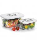 Pack de 2 recipientes de cristal laica vt33060/ con funcion al vacio/ capacidad 0.5 - 1.5l