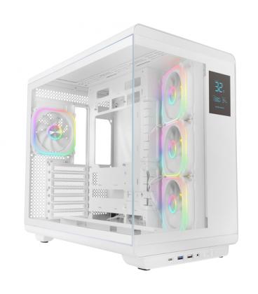 Caja ordenador mars gaming mc - revpro atx argb lcd 4.3 pulgadas cristal templado blanca