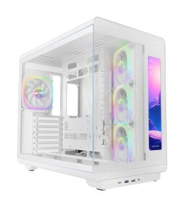 Caja ordenador mars gaming mc - revmaxw atx argb lcd 11.8 pulgadas cristal templado blanca