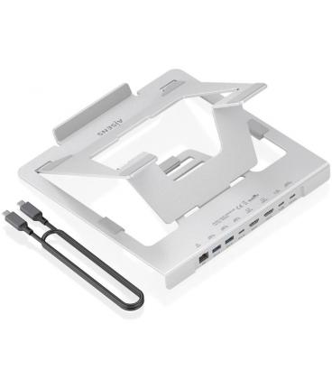 Soporte de sobremesa - docking usb tipo-c aisens asuc-7p046-gr/ 2xusb/ 1xusb tipo-c/ 2xhdmi/ 1xrj45/ 1xusb tipo-c pd/ gris
