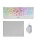 Mars Gaming MCP124, Combo Gaming 3en1, Teclado Ergonómico H-Mech LED RGB, Ratón RGB 3200DPI Switches HUANO, Alfombrilla Nanotext