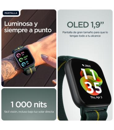 Motorola moto watch fit 4,83 cm (1.9") OLED 44.5 mm Digital Pantalla táctil Verde, Gris GPS (satélite)