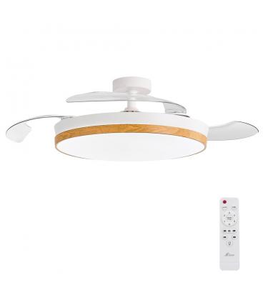 Concept nature ventilador de techo con luz aspas retractiles estilo madera
