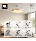 Concept nature ventilador de techo con luz aspas retractiles estilo madera