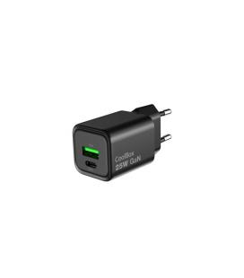 CoolBox CARGADOR GAN 25W USB-A/USB-C PARED NEGRO