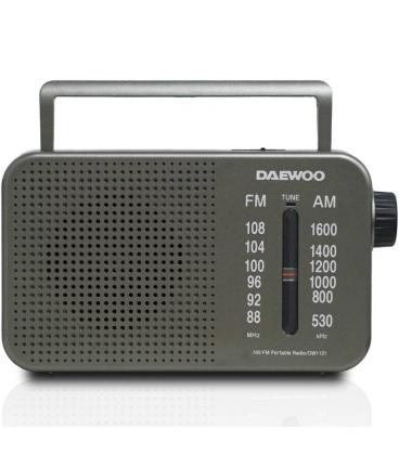 Radio portátil daewoo dw1121/con cable/ a pilas/ gris