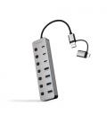 Hub usb + usb tipo-c nanocable 10.16.4510/ 4xusb/ 3xusb tipo-c/ 1xusb tipo-c pd/ gris