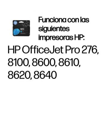 HP Cartucho de tinta original 951 cian