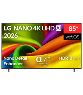 TV LG NANO 4K UHD AI 85NU8E0B3LA 85" 4K UHD 60HZ SMART TV WebOS HDR10