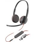Auriculares poly blackwire 3225 + adaptador usb-c/a/ con micrófono/ jack 3.5mm/ negro