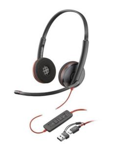 Auriculares poly blackwire 3220 + adaptador usb-c/a/ con micrófono/ usb tipo-c/ negro