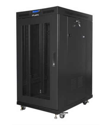 ARMARIO LANBERG RACK 19" 22U 800X1000 FLAT PACK PUERTA PERFORADA CON LCD NEGRO