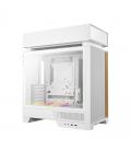 Caja ordenador gaming deepcool cl660 atx argb cristal templado blanca y madera