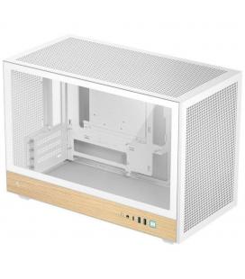 Caja ordenador gaming deepcool ch260 wood wh matx cristal templado blanca y madera