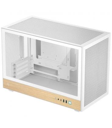 Caja ordenador gaming deepcool ch260 wood wh matx cristal templado blanca y madera