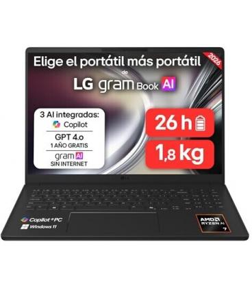Portátil lg gram 16u55u-g.au75bn ryzen ai 7 445/ 16gb/ 512gb ssd/ 16'/ win11