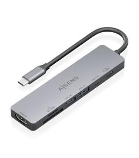 Docking usb tipo-c aisens asuc-7p048-gr/ 1xhdmi 4k/ 2xusb/ 1xusb tipo-c/ 1xusb tipo-c pd/ 1x lector de tarjetas/ gris
