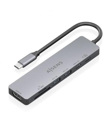 Docking usb tipo-c aisens asuc-7p048-gr/ 1xhdmi 4k/ 2xusb/ 1xusb tipo-c/ 1xusb tipo-c pd/ 1x lector de tarjetas/ gris