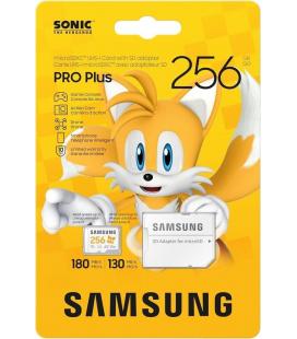Tarjeta memoria micro sd samsung 256gb sonic pro plus clase 10 u3 v30 a2 + adaptador sd