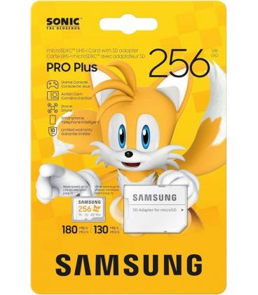 Tarjeta memoria micro sd samsung 256gb sonic pro plus clase 10 u3 v30 a2 + adaptador sd