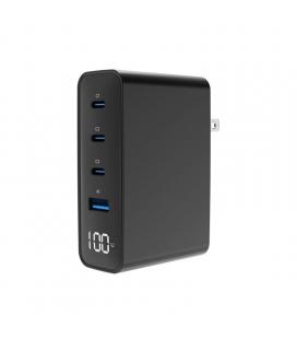 Gembird cargador rápido 4 usb gan 100 w, lcd