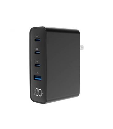 Gembird cargador rápido 4 usb gan 100 w, lcd