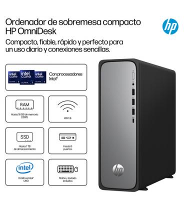 HP OmniDesk Slim Desktop S03-0020ns PC Intel® Core™ i3 i3-14100 8 GB DDR5-SDRAM 512 GB SSD FreeDOS Torre Plata
