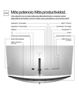 Monitor profesional ultraparonámico curvo hp pro serie 7 37.5'/ wqhd+/ multimedia/ regulable en altura/ plata