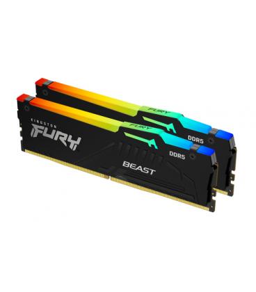 Memoria ram ddr5 64gb 2x 32gb kingston - 5600mt - s - pc5 - 44800 - fury beast rgb - cl36 - negro