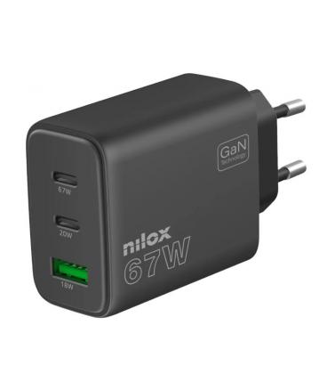 Nilox cargador 67w 2 usb-c usb-a
