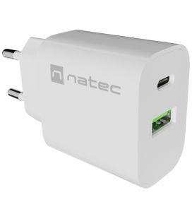 CARGADOR NATEC RIBERA 20W 1XUSB-A QC3.0 + 1XUSB-C PD3.0 BLANCO