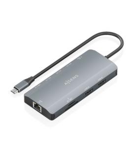 Docking usb tipo-c aisens asuc-10p052-gr/ 2xhdmi 4k/ 1xrj45/ 3xusb/ 1xusb tipo-c/ 1xusb tipo-c pd/ 1xlector de tarjetas/ gris