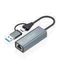 Adaptador usb + usb tipo-c 3.2 - rj45 aisens a109-1032/ 1000mbps