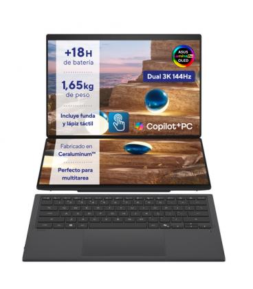 Portátil convertible asus zenbook duo oled ux8407aa-sn504w intel core ultra 9-386h/ 32gb/ 1tb ssd/ 14' táctil/ win11
