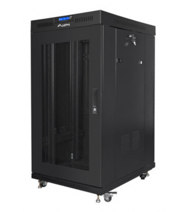 RACK CABINET 19" FREE-STANDING 22U/800X800 (FLAT PACK) WITH MESH DOOR LCD BLACK LANBERG V2