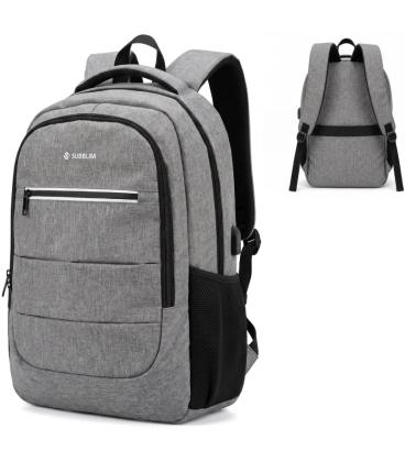 Mochila subblim city plus backpack para portátiles hasta 16'/ puerto usb/ gris